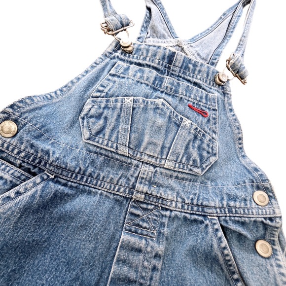 Faded Glory Kids Boys Denim Shortall Overalls Size 5 Blue Cotton Y2K Vintage - Picture 2 of 5